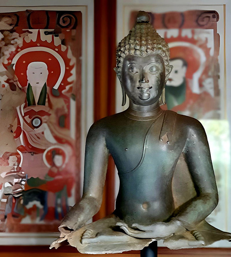 Fantastic 19C Bronze Burma Reclining Shan Buddha #BB132